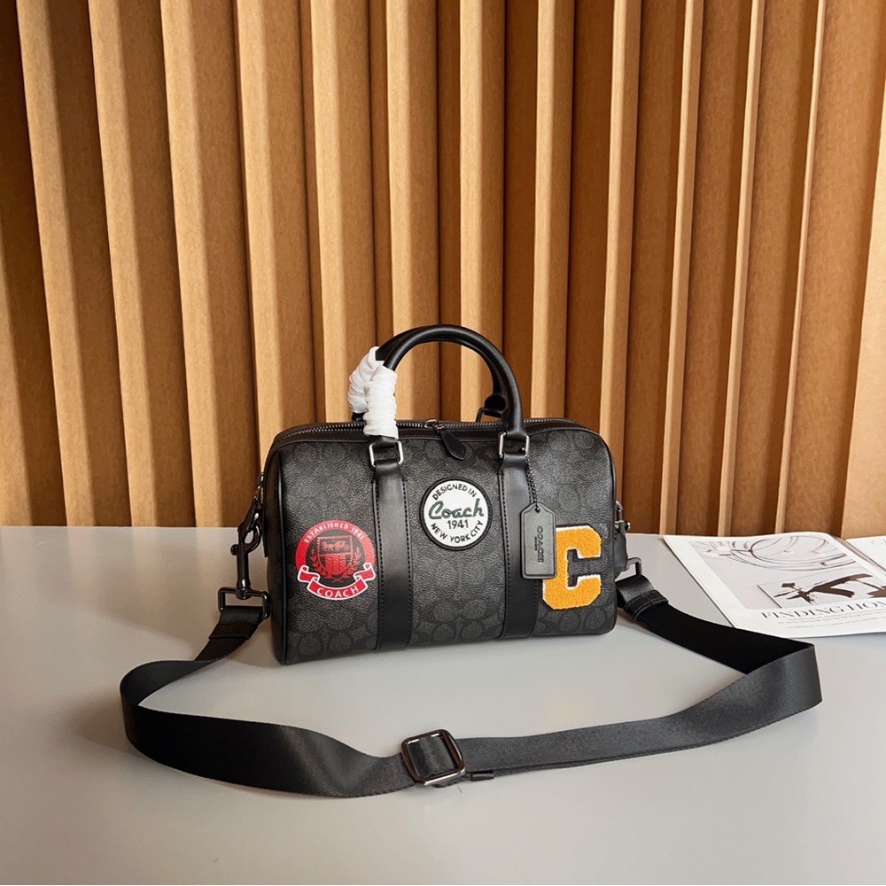Black Monogram Patch Boston Handbag